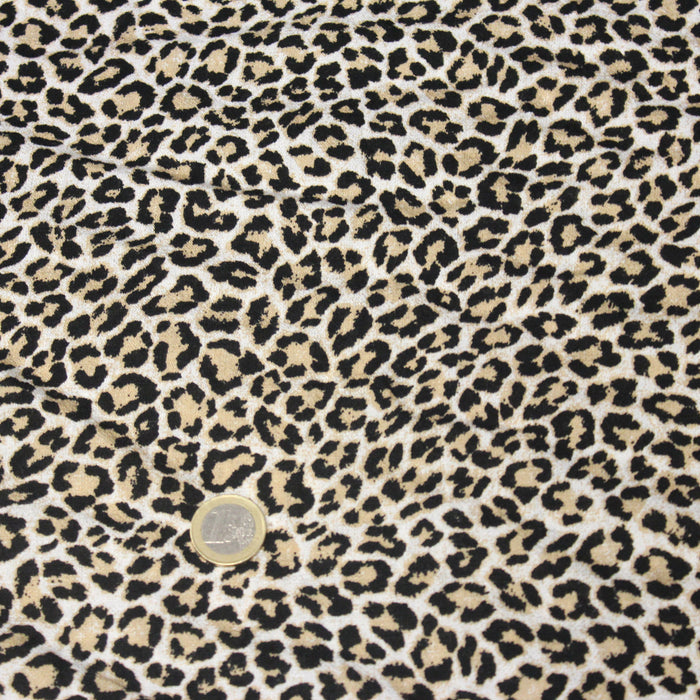 Tissu Viscose fluide motif léopard blanc, noir, écru - OEKO-TEX