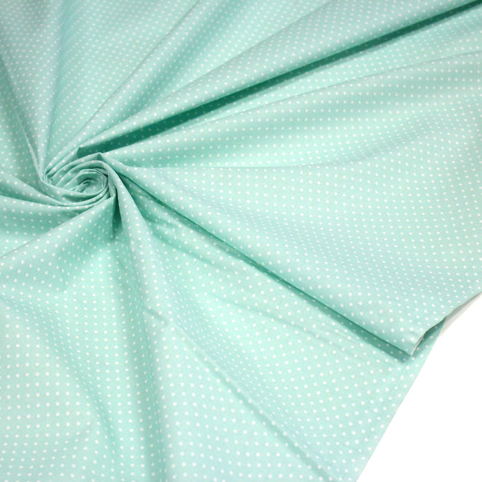 Tissu coton vert menthe à l'eau à pois 1mm POLKA DOT - OEKO - TEX - TissusPapi.com