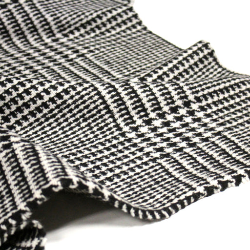 Tissu lainage à grands carreaux & pied de coq noirs et blancs - Fabrication italienne - TissusPapi.com