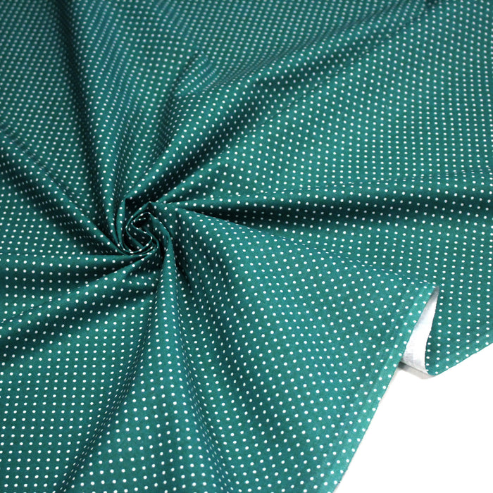 Tissu coton vert canard à pois 1mm POLKA DOT - OEKO - TEX - TissusPapi.com