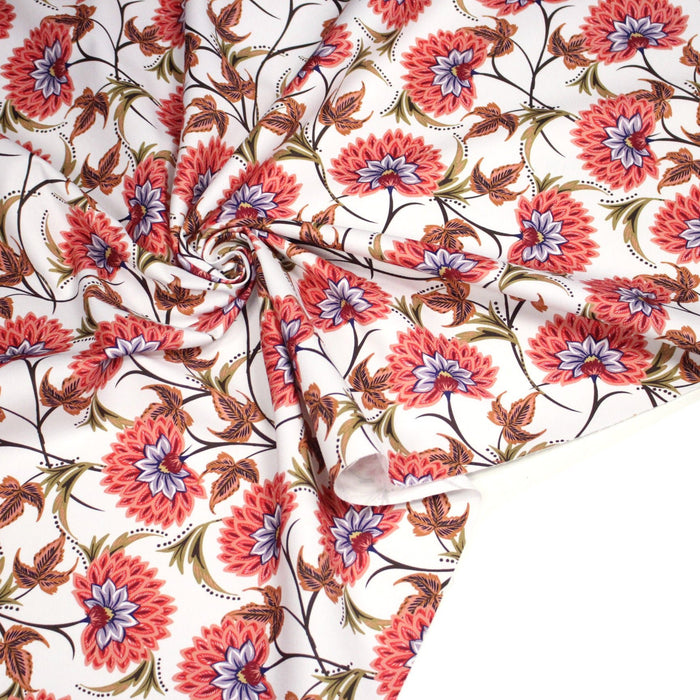 Tissu INDIENNES, gabardine coton imprimée fleurie : deux motifs différents - OEKO - TEX - TissusPapi.com