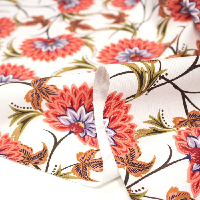 Tissu INDIENNES, gabardine coton imprimée fleurie : deux motifs différents - OEKO - TEX - TissusPapi.com