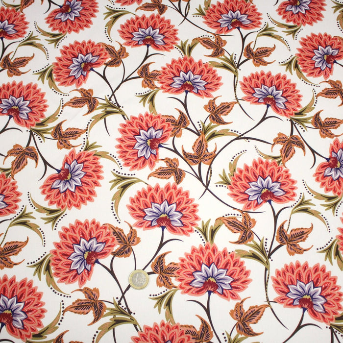 Tissu INDIENNES, gabardine coton imprimée fleurie : deux motifs différents - OEKO - TEX - TissusPapi.com