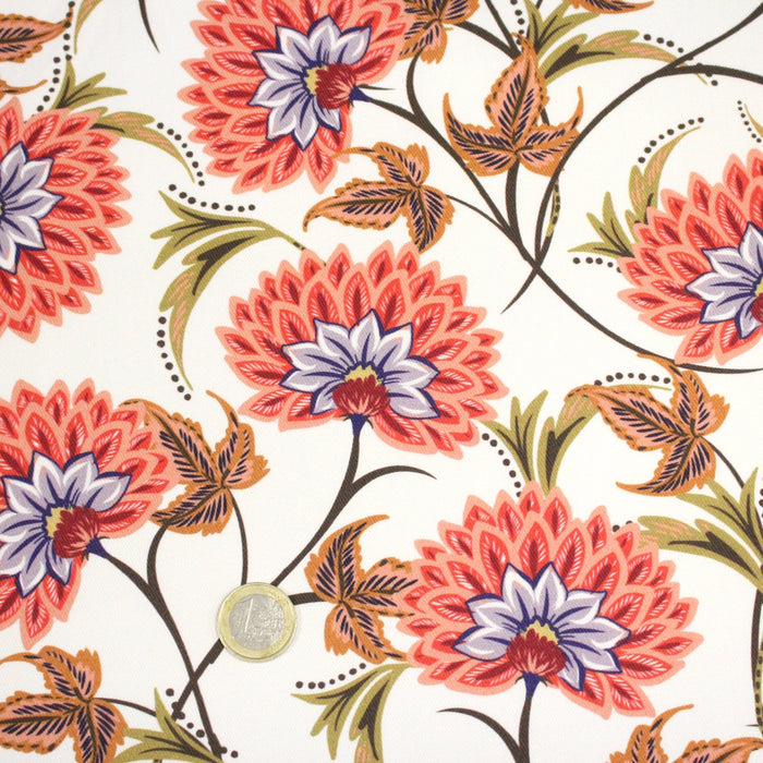 Tissu INDIENNES, gabardine coton imprimée fleurie : deux motifs différents - OEKO - TEX - TissusPapi.com