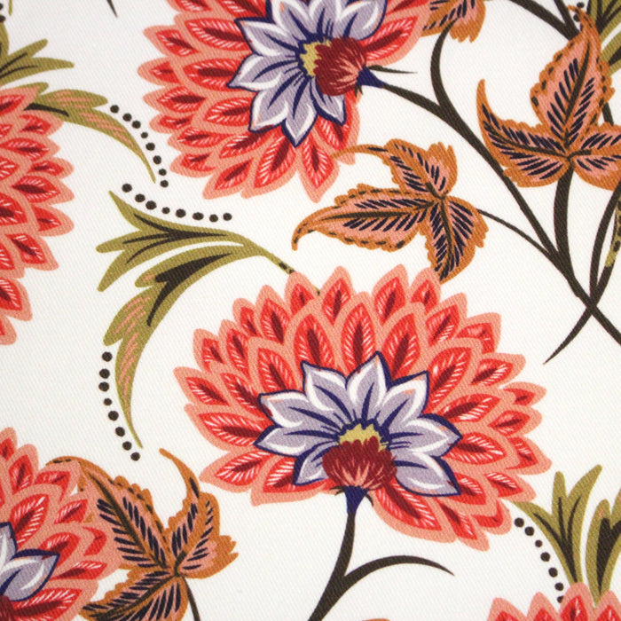 Tissu INDIENNES, gabardine coton imprimée fleurie : deux motifs différents - OEKO - TEX - TissusPapi.com