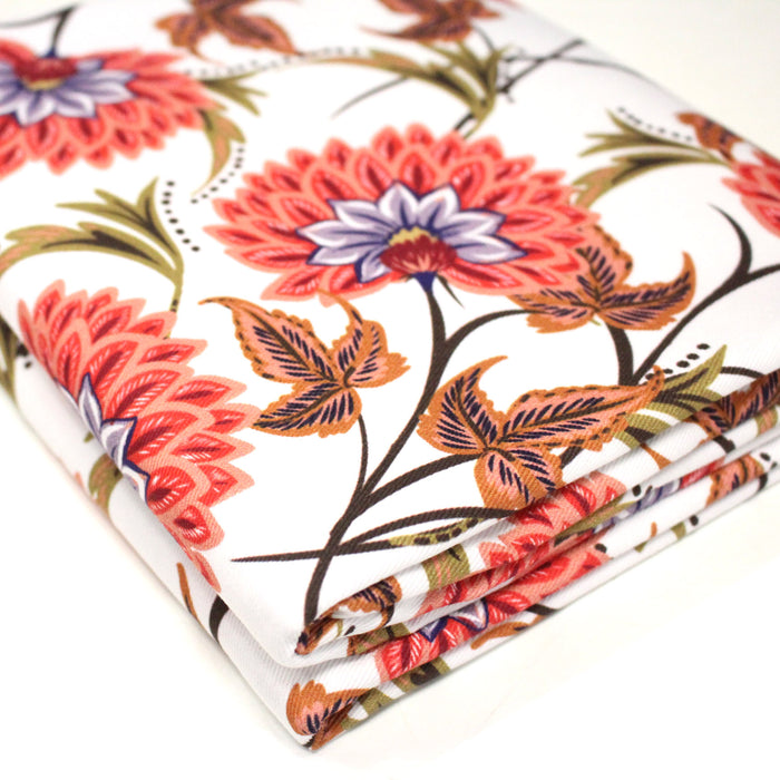 Tissu INDIENNES, gabardine coton imprimée fleurie : deux motifs différents - OEKO - TEX - TissusPapi.com