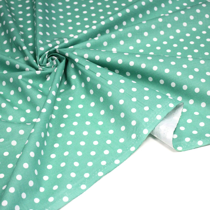 Tissu coton vert émeraude à pois 6mm POLKA DOT - OEKO - TEX - TissusPapi.com