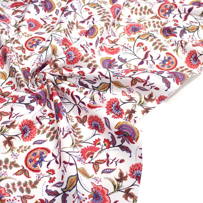 Tissu INDIENNES, gabardine coton imprimée fleurie : deux motifs différents - OEKO - TEX - TissusPapi.com