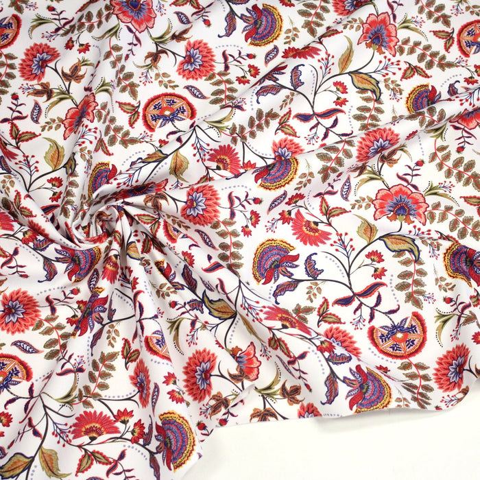 Tissu INDIENNES, gabardine coton imprimée fleurie : deux motifs différents - OEKO - TEX - TissusPapi.com