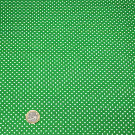 Tissu coton vert prairie à petits pois blancs 2mm - COLLECTION POLKA DOT - TissusPapi.com