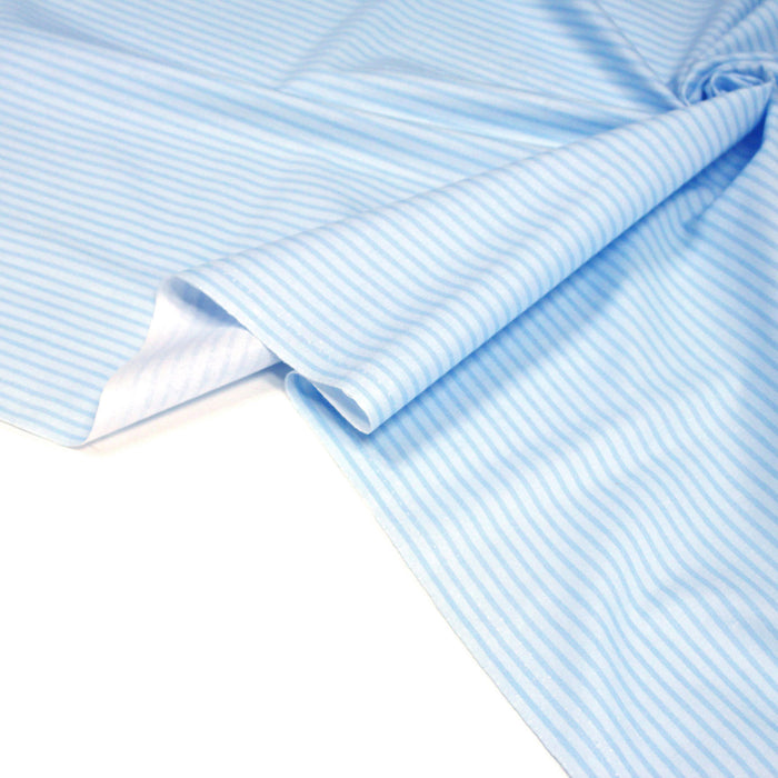 Tissu cotonnade aux rayures bleu ciel - TissusPapi.com