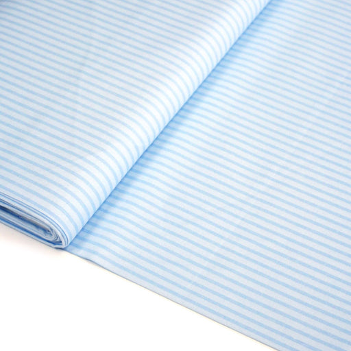 Tissu cotonnade aux rayures bleu ciel - TissusPapi.com