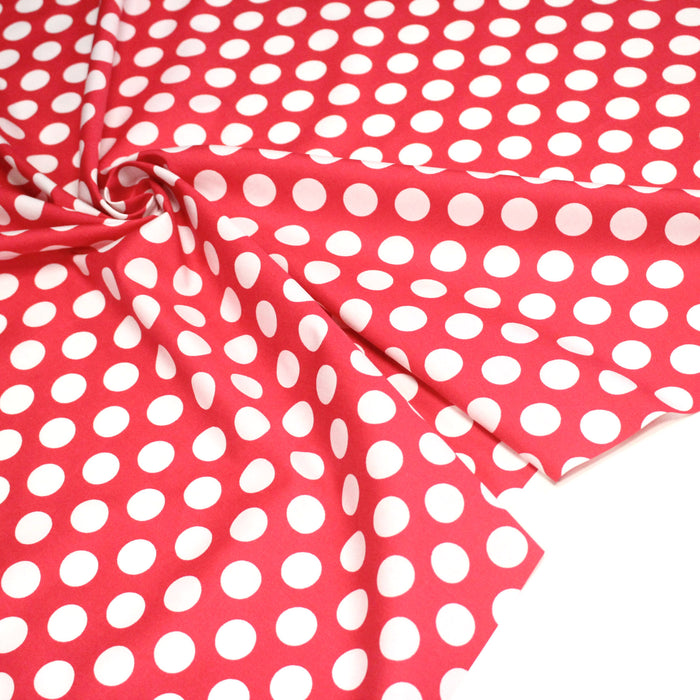Tissu de coton rouge magenta à pois blancs 19mm - COLLECTION POLKA DOT - TissusPapi.com