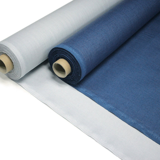 Tissu lin enduit : bleu de Jouy, gris blanc - OEKO - TEX - TissusPapi.com