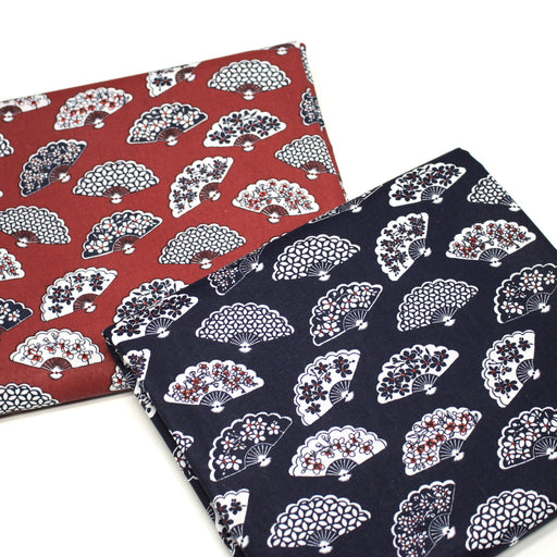Tissu cotonnade LES EVENTAILS japonais : rouge ou bleu - OEKO - TEX - TissusPapi.com