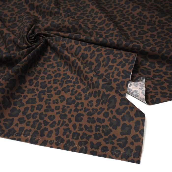 Tissu cotonnade motif LEOPARD chocolat & noir - OEKO - TEX STANDARD 100 - TissusPapi.com