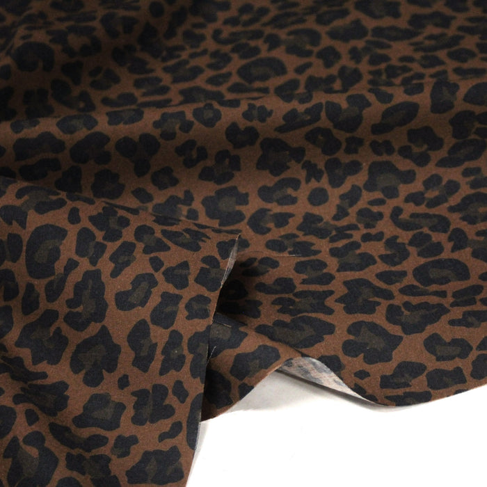Tissu cotonnade motif LEOPARD chocolat & noir - OEKO - TEX STANDARD 100 - TissusPapi.com