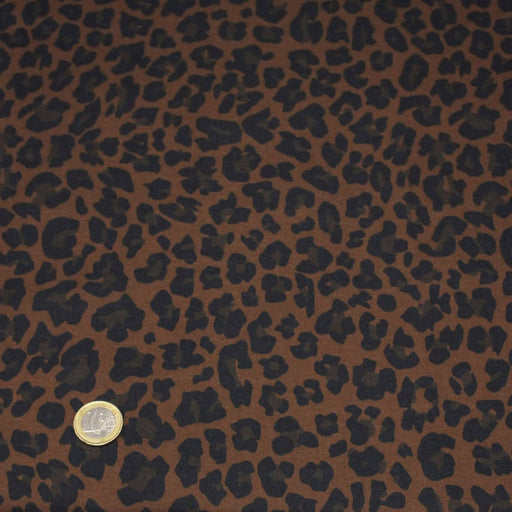 Tissu cotonnade motif LEOPARD chocolat & noir - OEKO - TEX STANDARD 100 - TissusPapi.com