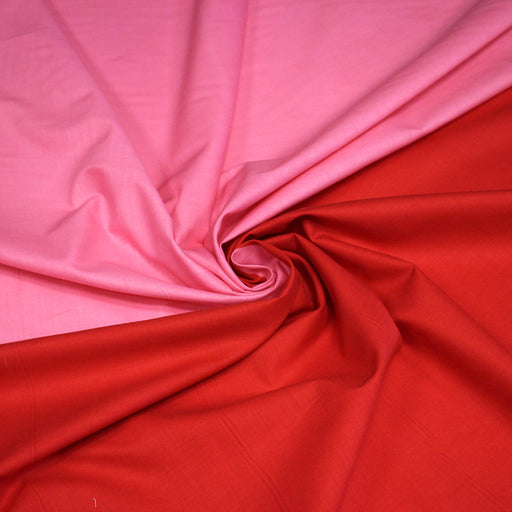 Tissu cotonnade bicolore uni : moitié jaune/moitié verte ou moitié rose/moitié rouge - TissusPapi.com