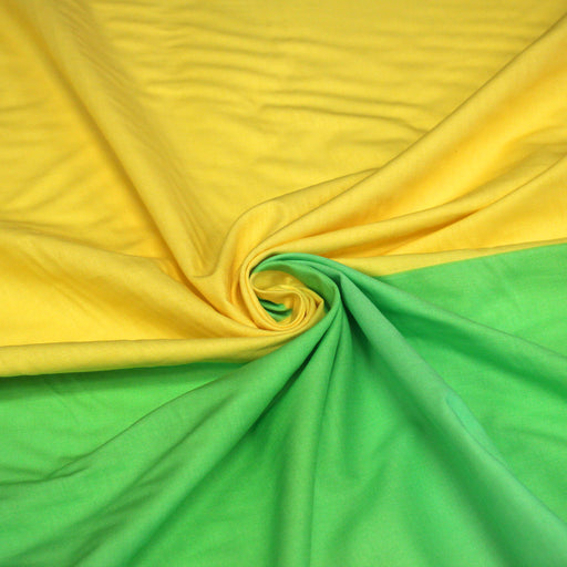 Tissu cotonnade bicolore uni : moitié jaune/moitié verte ou moitié rose/moitié rouge - TissusPapi.com