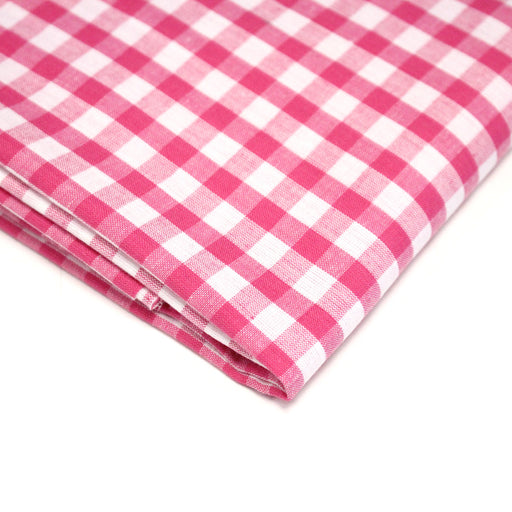 Tissu cotonnade VICHY rose fuchsia & blancs, carreaux 8mm - TissusPapi.com