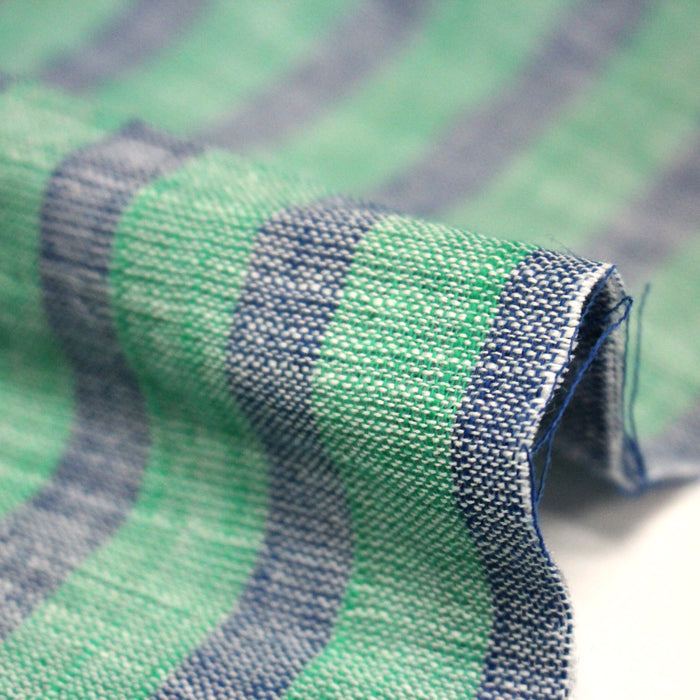 Tissu Double chambray coton à rayures : parme & rose ou bleu & vert - TissusPapi.com