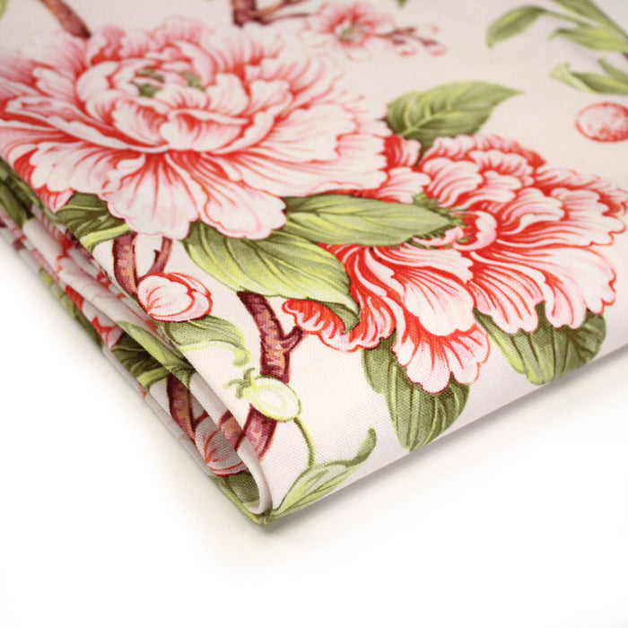Tissu coton demi - natté INDIENNES FLEURIES : bleu ou blanc cassé - OEKO - TEX - TissusPapi.com