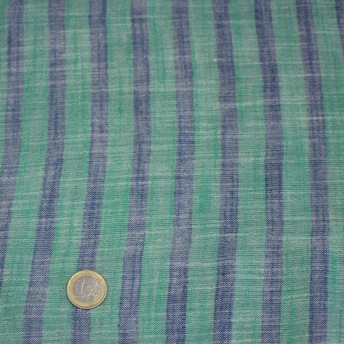 Tissu Double chambray coton à rayures : parme & rose ou bleu & vert - TissusPapi.com