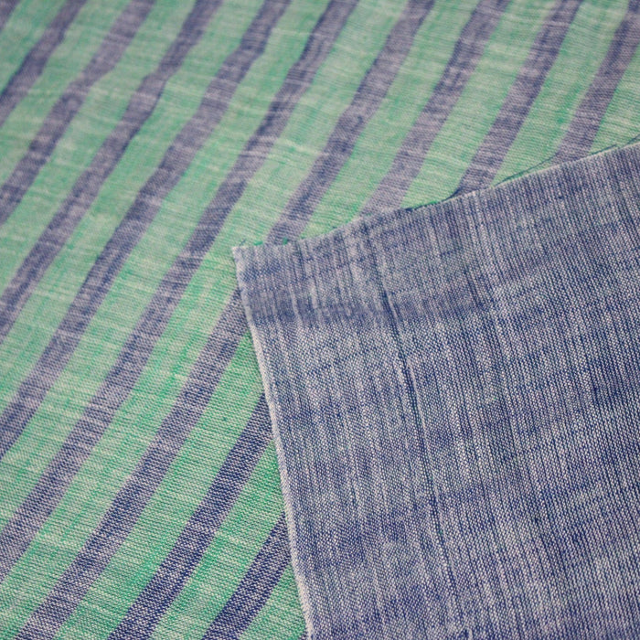 Tissu Double chambray coton à rayures : parme & rose ou bleu & vert - TissusPapi.com