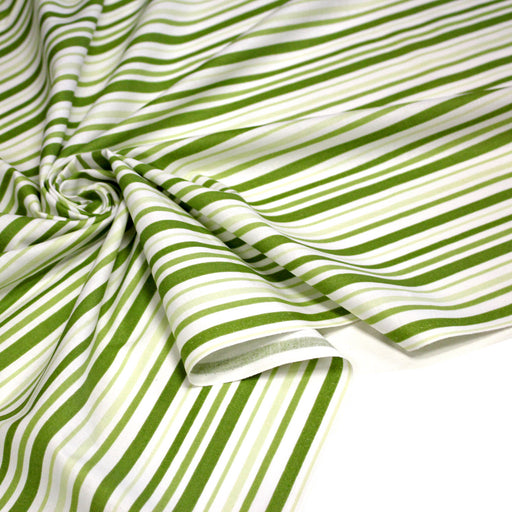 Tissu cotonnade aux rayures vertes et blanches - TissusPapi.com