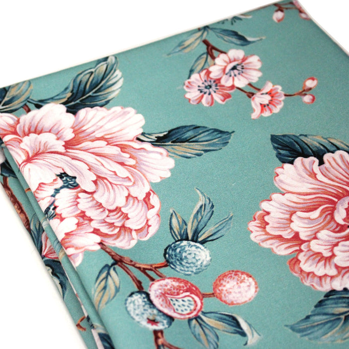 Tissu coton demi - natté INDIENNES FLEURIES : bleu ou blanc cassé - OEKO - TEX - TissusPapi.com