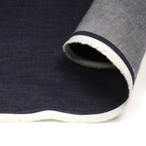 Tissu DENIM brut 100% coton bleu nuit rigide 430gr/m2 - Fabrication italienne - TissusPapi.com