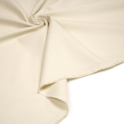 Tissu Gabardine coton élasthanne écru uni - Fabrication italienne - TissusPapi.com