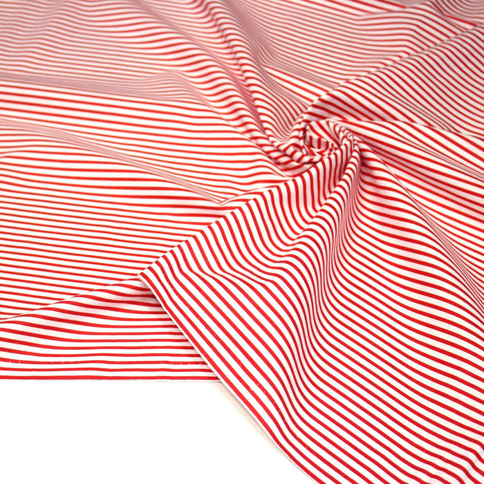 Tissu cotonnade aux rayures rouges et blanches - TissusPapi.com