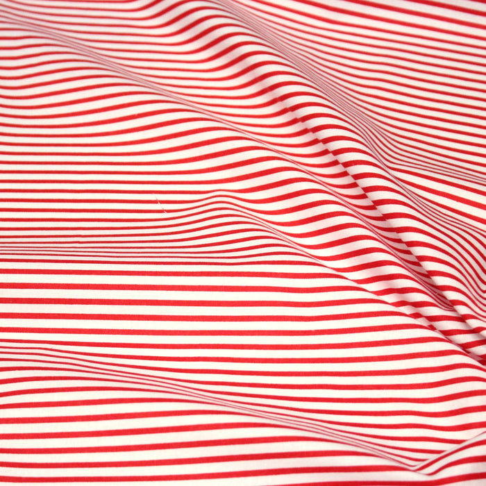 Tissu cotonnade aux rayures rouges et blanches - TissusPapi.com
