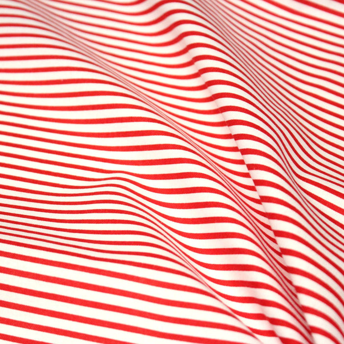 Tissu cotonnade aux rayures rouges et blanches - TissusPapi.com