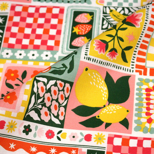 Tissu cotonnade CITRONS, FRUITS ET VICHY MULTICO - COLLECTION SICILIA - OEKO - TEX STANDARD 100 - TissusPapi.com
