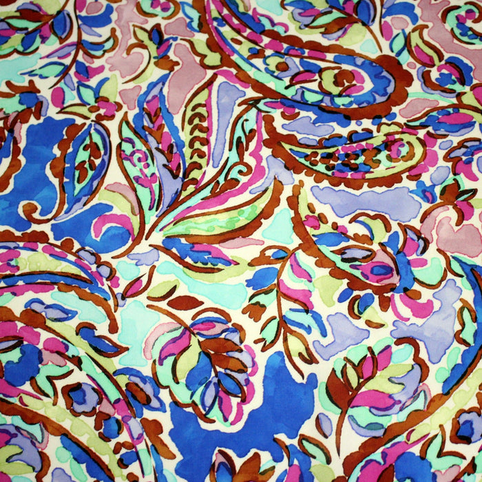Tissu viscose fluide cachemire indien, bleu, vert, parme - OEKO - TEX STANDARD 100 - TissusPapi.com