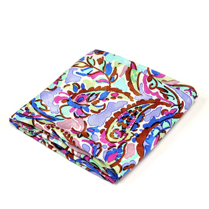 Tissu viscose fluide cachemire indien, bleu, vert, parme - OEKO - TEX STANDARD 100 - TissusPapi.com