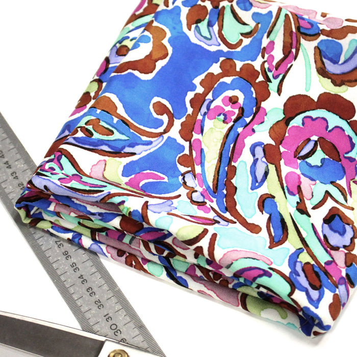 Tissu viscose fluide cachemire indien, bleu, vert, parme - OEKO - TEX STANDARD 100 - TissusPapi.com