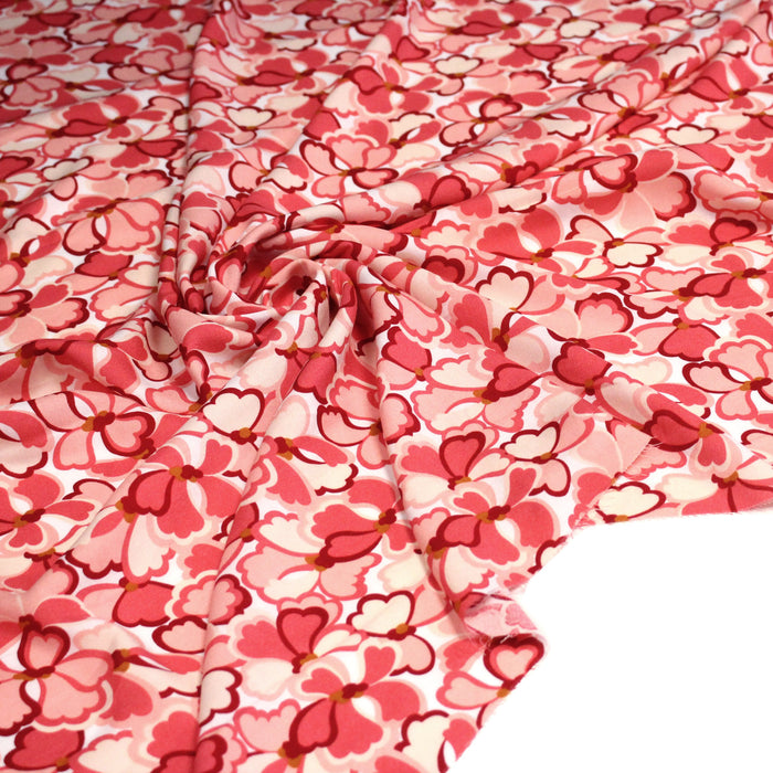 Tissu viscose fluide fleurs seventies : tons roses ou tons rouille & verts - OEKO - TEX STANDARD 100 - TissusPapi.com