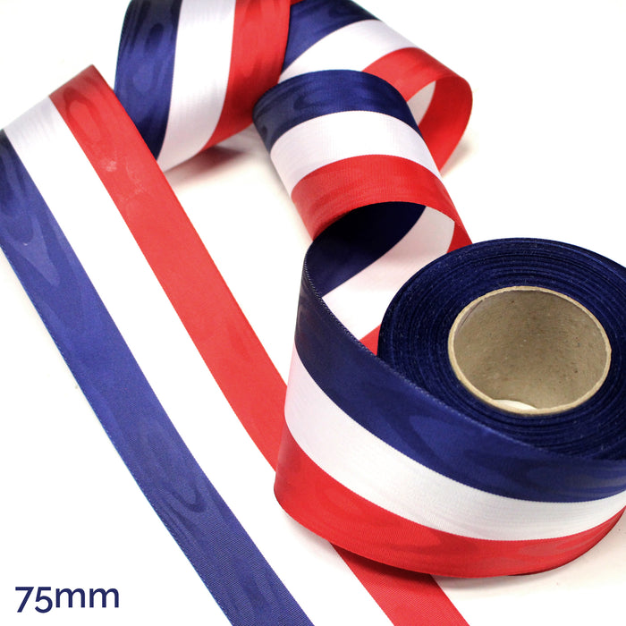 Ruban tricolore français bleu blanc rouge pour médailles, inaugurations et écharpes tricolores - TissusPapi.com