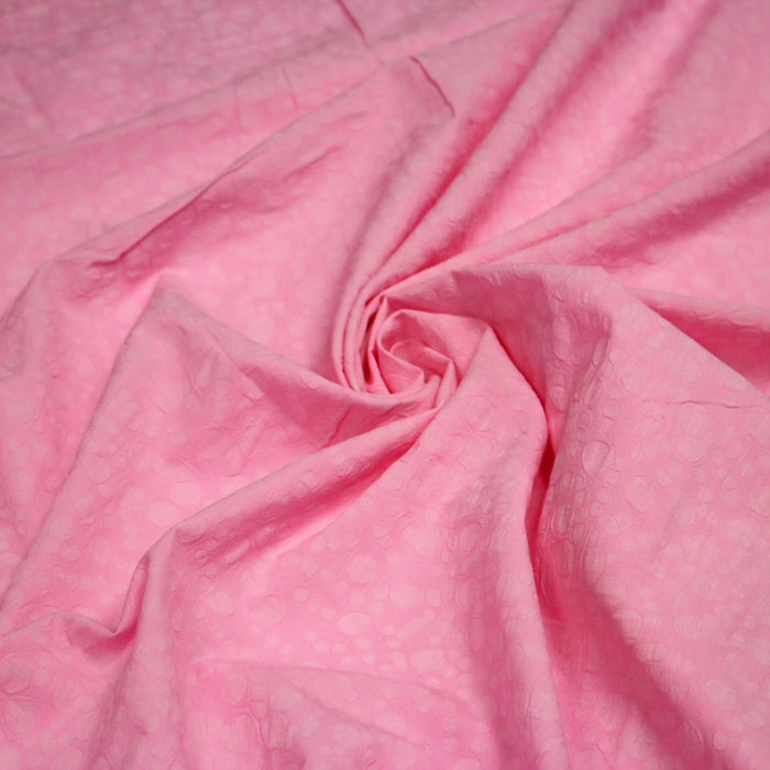 Tissu voile coton BATIK INDIEN, rose aux taches roses