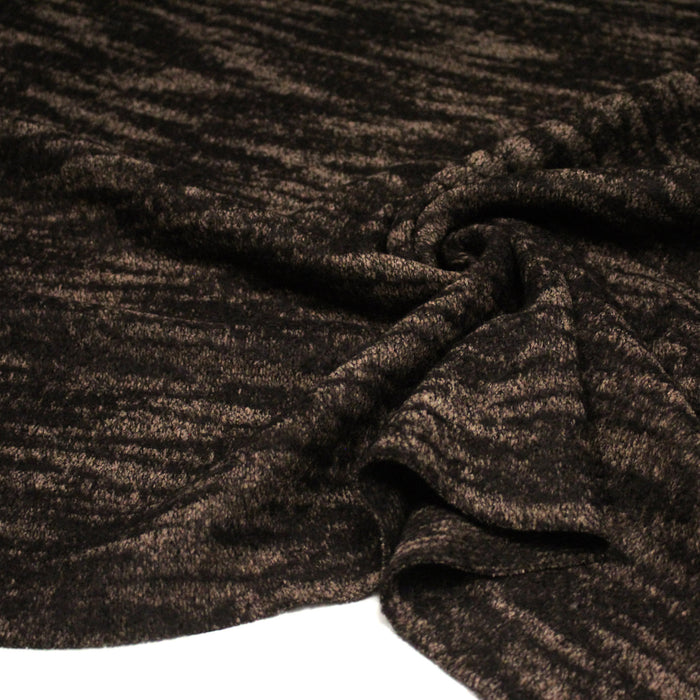 Tissu Lainage jacquard motif faux - uni rayé, tons marrons & taupe - TissusPapi.com