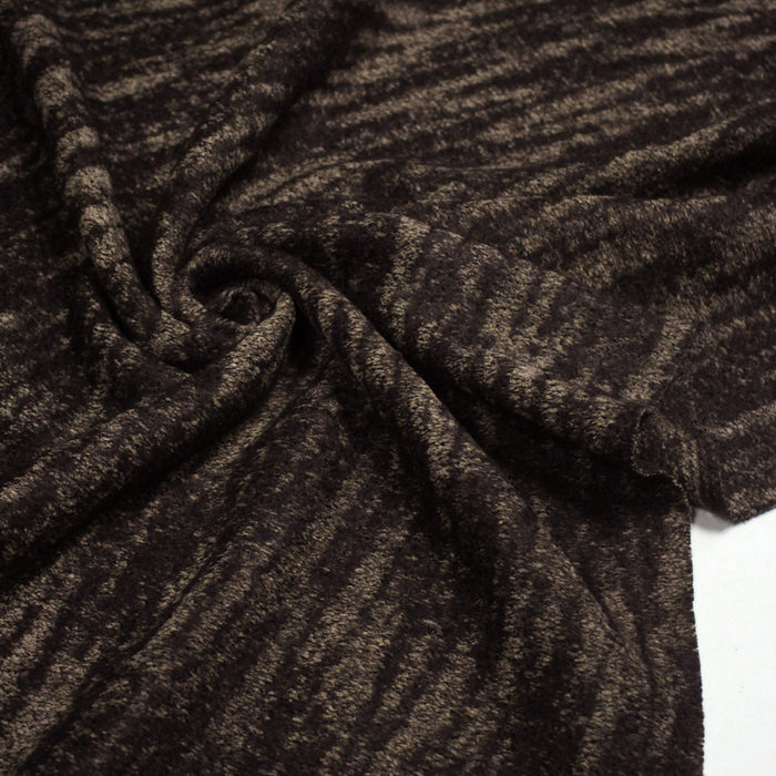 Tissu Lainage jacquard motif faux-uni rayé, tons marrons & taupe