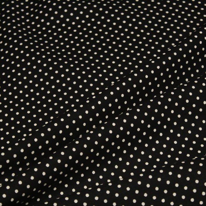Tissu coton POLKA DOT noir et pois écrus 2mm
