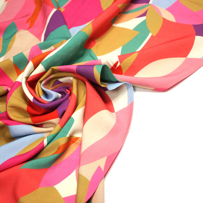 Tissu Viscose fluide PARADIS, motifs abstraits multicolores - OEKO - TEX - TissusPapi.com