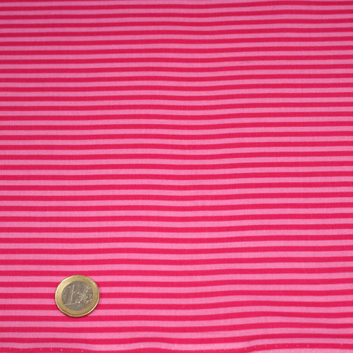Tissu cotonnade aux rayures rose magenta et rose, 3mm - TissusPapi.com