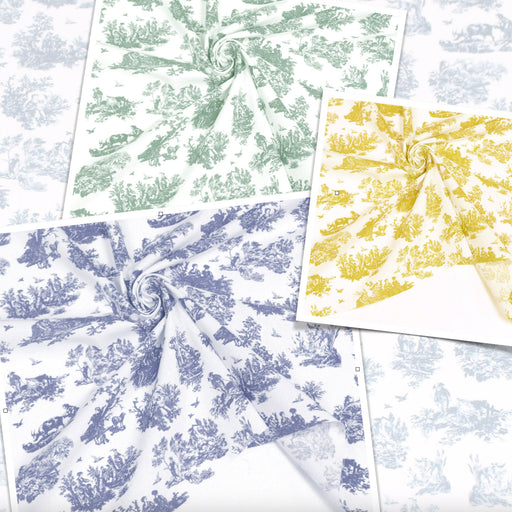Tissu cotonnade Toile de Jouy OBER blanc : nombreuses couleurs - OEKO - TEX - TissusPapi.com