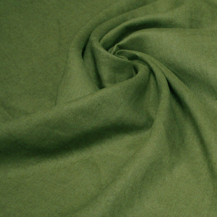 Tissu lin lavé vert olive